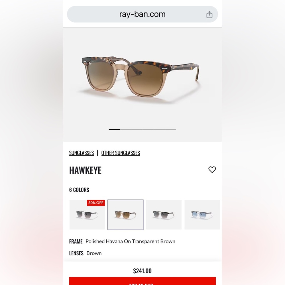 RayBan Hawkeye polarized sunglasses